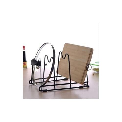 High quality multifunctional tableware storage rack cutting board rack shelf pot rack iron material can be flat or upright
