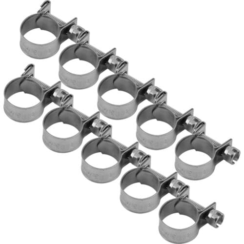 10Pcs/set Mini Hose Clamps Stainless Steel Fuel Line Pipe Hose Clamp Tube Clip Hardware 6-20mm 8 Size Optional Pipe Clips