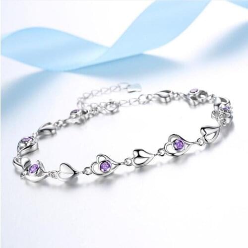 Everoyal 2019 Hot Sale Female 925 Sterling Silver Bracelets Jewelry Women Fashion Heart Silver Bracelet For Girls Birthday Gift