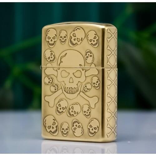 ZORRO Cool skull Pure copper Kerosene gasoline petroleum oil Cigarette lighter Men Creative boutique Gift (Handmade 4 to 7 day)