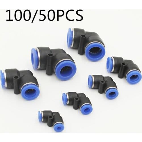 100PCS Pneumatic Fitting PV Air/Water Hose and Tube Push In Connector 4-16mm Plastic Pipe Hose Quick Connector Adapter Plug
