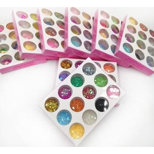12 colors/set Holographic Glitter Powder Nail Colorful Flakes Manicure Nail Sequins Mirror Paillette Tips nail art decorations