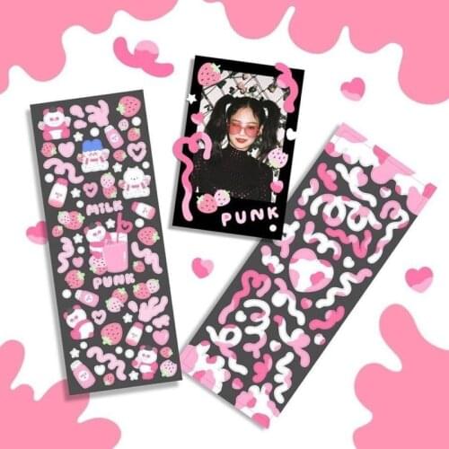 2 Pcs/set Pink Cows Pattern Laser Stickers Kawaii Panda Decoration Sticker DIY Scrapbook Star Chasing Idol Card Stationery