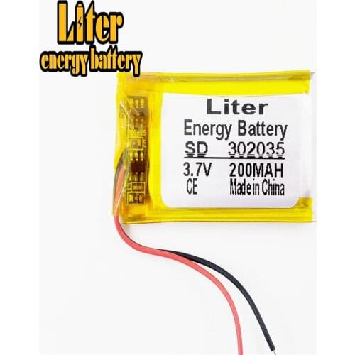3.7V lithium battery with protection board 302035 032035 200mah MP3 MP4 GPS battery