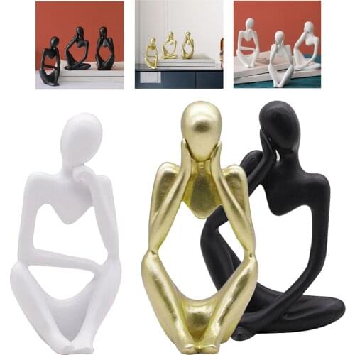 3Pcs Thinker Sculpture Office Bookshelf Figurines Desktop Tabletop Ornament