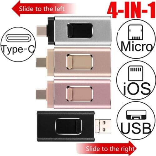 4 In 1 USB Flash Drive 256GB 128GB 64GB 32GB OTG Adapter U Disk For Iphone Type-C-Android USB 3.0