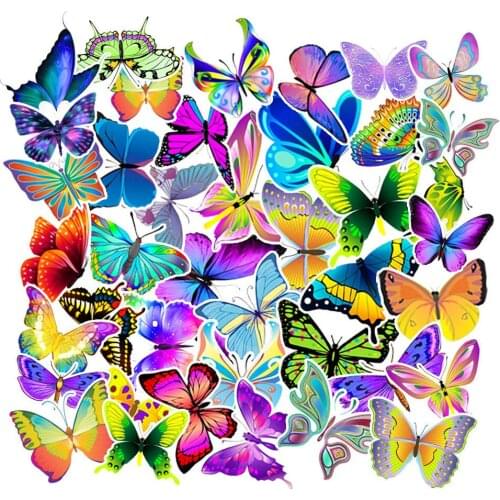 50pcs Colorful Butterfly Stickers For Laptop Adesivos Craft Supplies Scrapbooking Material Christmas Sticker Happy Planner
