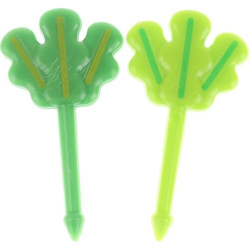 8pcs Fruit Fork Toothpick Leaves Plastic Decoration Lunch Box Bento Accessories Small Salad Tiny Fork Mini Cake Picks For Kids