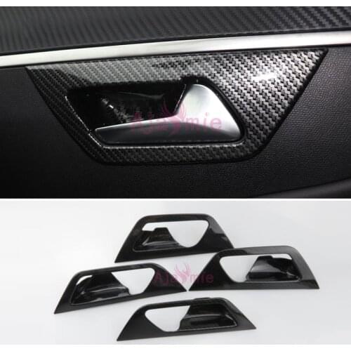 Accessories For Peugeot 5008 3008 2017 2018 Interior Carbon Fiber Color Door handle Bowl Insert Overlay Cover Chrome Car Styling