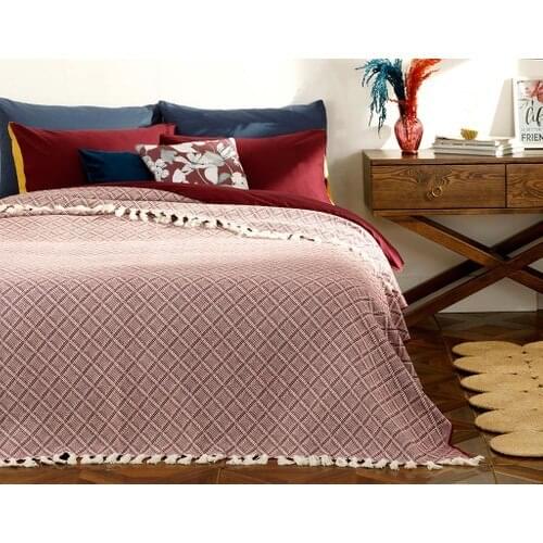 English home diamond woven double bed cover 240 X260 cm rose dry