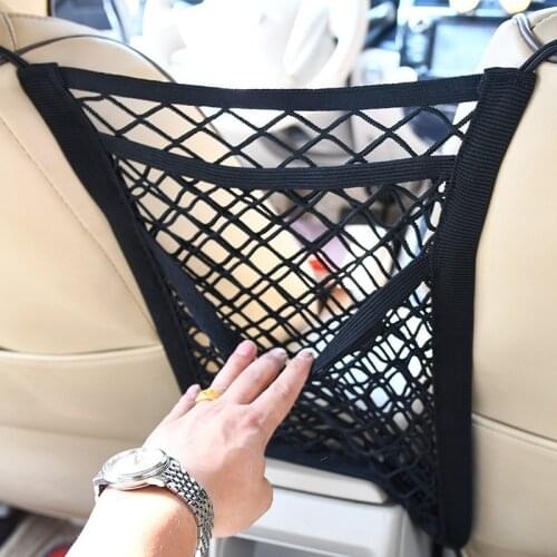 Car 3 Layer Elastic Storage Net Bag Seats Divider Auto Interior Organizer Stretchable Mesh Bag Children Pet Barrier
