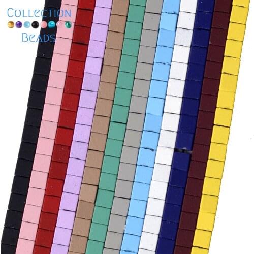 Natural Stone Colorful Hematite Square Shape Rubber Beads For Jewelry Making Spacer Loose Beads Diy Bracelets 4x2mm 15"