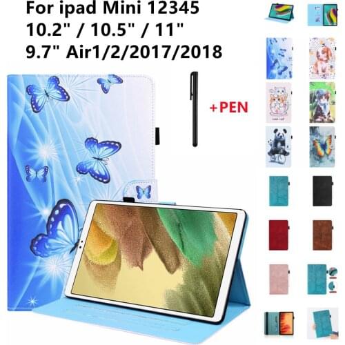 For ipad Air Case Flip TPU leather Cover For ipad Pro 11 ipad 5/6/7/8th Gen Mini 12345 Pro 10.5 Sleep / wake Smart Shell Funda