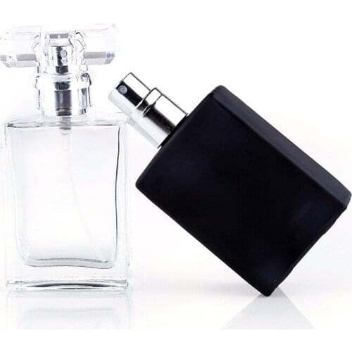 Black and Clear 30ML Square Flat Glass Perfume Spray Dispensing Cosmetics Portable Empty Bottle 50PCS/LOT