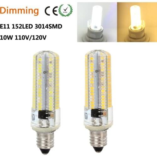 Dimmable E11 LED Bulb 152LEDs SMD3014 E11 LED lamp 110V 220V 230V Corn light Ultra brigh LED light mini LED high lumen 5pcs/lot