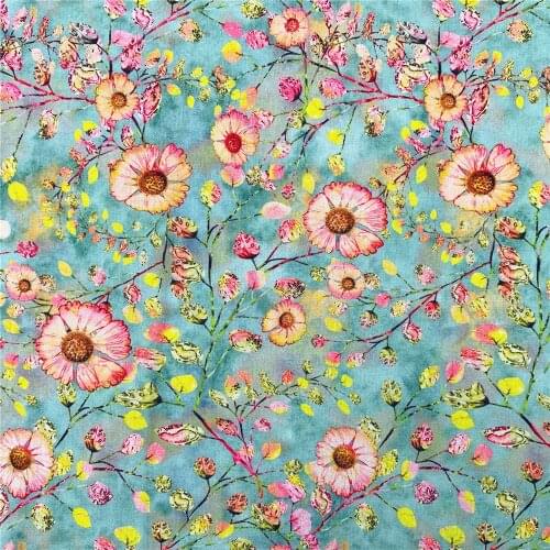 Elegant watercolor flowers Cotton Fabric Sewing Quilting Patchwork Needlework Handmade DIY tablecloth Pillowca clothing Material