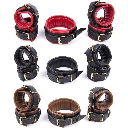 Sex Binding Tools 3pcs/set Adult Sexy Handcuffs Shackle Collar Sex Toys Bdsm Fetish Bondage Restraint Couple Set For Men Women