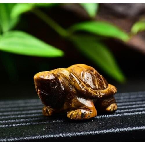 Tigers Eye Stone Turtle Tortoise Pocket Statue Figurines Bookend Amulet Fengshui