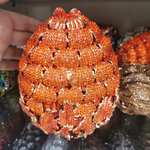 Women Orange Gold Pink Color Crystal Diamond Clutch Purse Evening Bags Rhinestone Bridal Wedding Party Clutches Purses Handbags