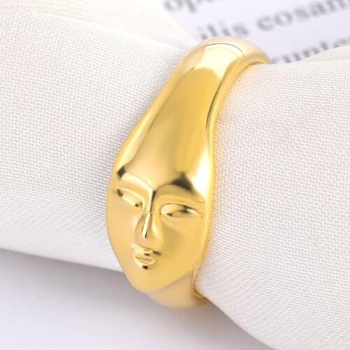 Human Face Ring For Women Engagement Gold Couple Finger Ring Female Holiday Fashion Jewelry Gift Abstract Statement Anillo Mujer