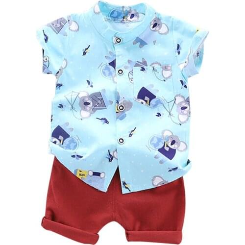 Toddler Baby Boys Girls Clothes Sets For Summer Cartoon Printing T Shirt +Shorts Pants Boys Clothing Outfits Suit