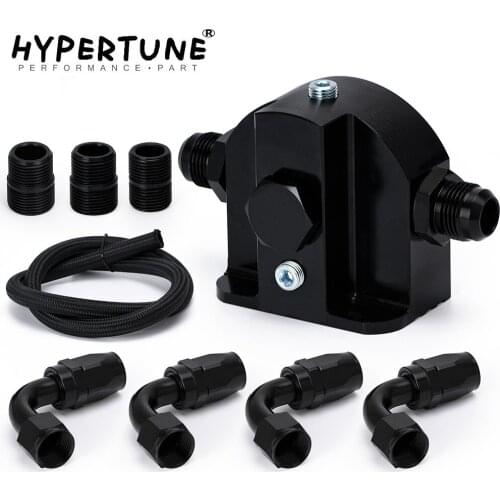 Oil Filter Relocation Kit For GM LS LSX LS1 LS3 4.8 5.3 5.7 6.0 AN12 Oil Braided Hose Adapter 1/8NPT Block-off