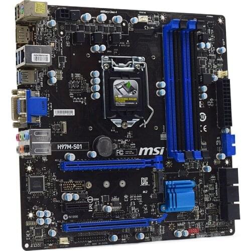 MSI H97M-S01 LGA 1150 Motherboard DDR3 ram Support Core i7/i5/i3 Cpus USB 3.0 PCI-E 3.0 X16 Intel H97 Gaming Motherboard