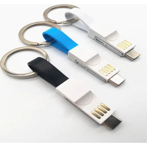 For Lightning+Micro USB+Type-C Three In One Date Cable Multifunction Key Ring USB Charge Cable For Iphone Android