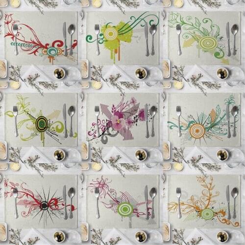 Fashion Print Rectangle Cotton Linen Western Style Table Pad Cut Mats Placemat for Dinner Kitchen Table 40x30cm