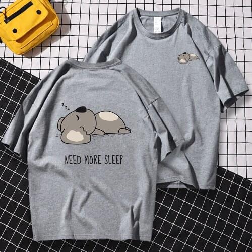 NEED MORE SLEEP Double-Sided Printing T-Shirts For Men Casual Pullover Clothes Comfortable Sweat Summer Tops Vintage Slim Tshirt