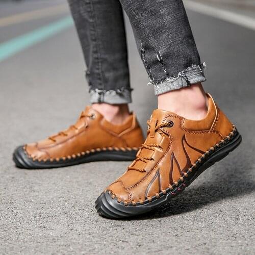 Mens Leather Waterproof Driving Lace Up Shoes Climb Oxfords Army Hiking Combat Casual 3Colors Plus Size 38-48