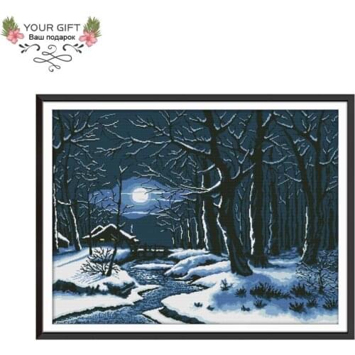 Joy Sunday FA012 Winter Night 14CT 11CT Counted and Stamped Winter Night Needlework Joy Sunday Cross Stitch Kits