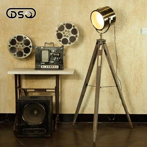 European Nordic American Vintage Wood Lampstand Searchlight Additional Net Floor Lamp