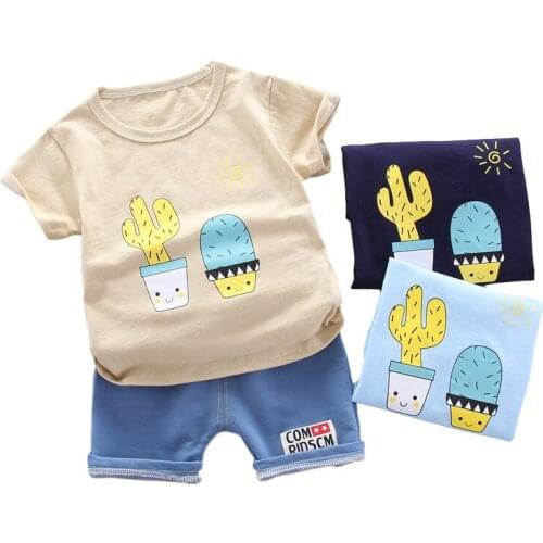 New Summer Baby Boy Clothes Children Girl Cotton Cartoon T Shirt Shorts 2Pcs/set Toddler Fashion Casual Clothing Kids Tracksuits