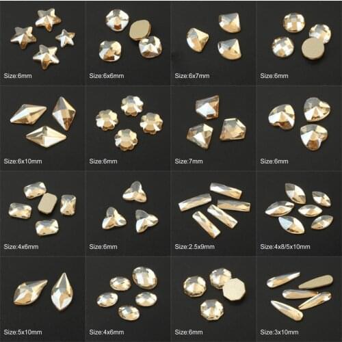 New Wave Champagne Shaped Rhinestone 30 Styles Colorful Flatback Stones 30pcs/100pcs Use for 3D Nail Art Decoration