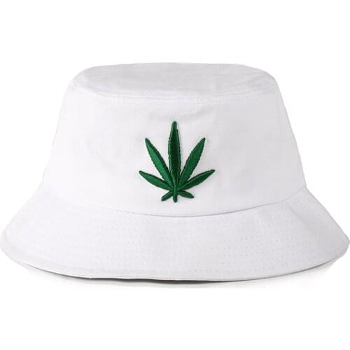 2019 new bucket hat women sun hats cotton outdoor travel hat fishermen cap green grass embroidery casual cap wholesale
