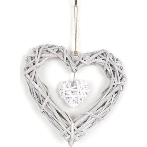 Beautiful Heart Shape Rattan DIY Craft Wicker Window Wreath Hanging Ornament for Home Decor Artificial Decorations LBShipping