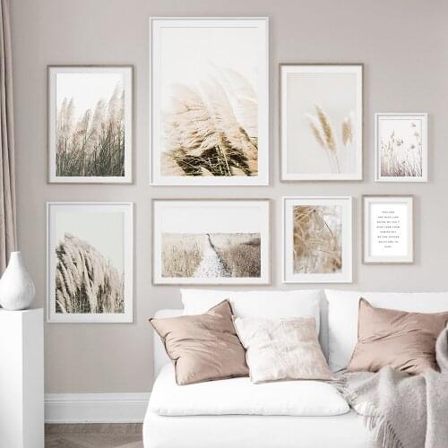 Nature Wheat Wild Grass Flower Leaf Plant Wall Art Canvas Painting Minimalist Posters And Prints Wall Pictures For Living Room