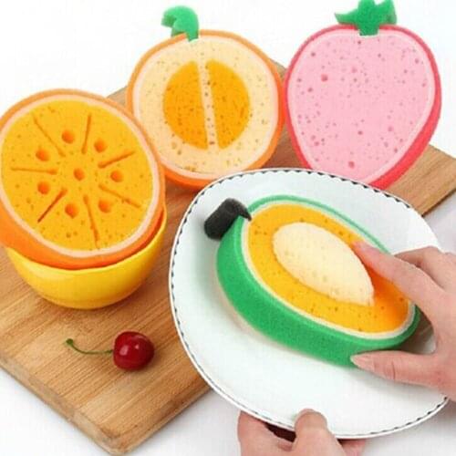 Fruit Design Scouring Gadget Sponge Scouring Pad Washing Cleaning Dish Cloth Kitchen Tools Wipe Brush Brand New And High Quality