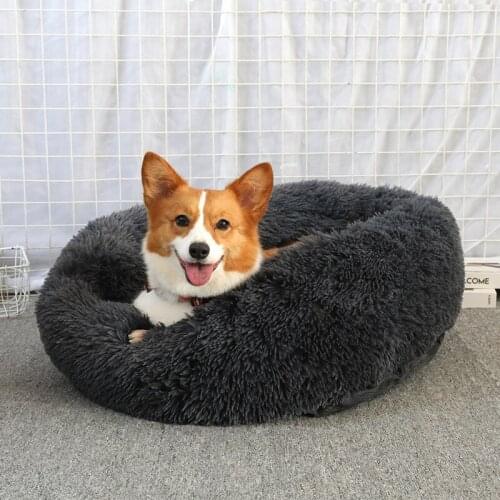 Dropshipping Soft Dog Bed Sofa Plush Cat Mat Round Dog Beds For Dogs Large Dogs Bed House Warm Pet Cushion Dogs Pets Beds