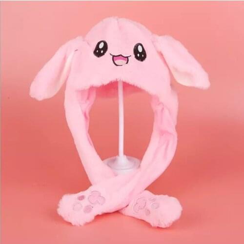 Pink Funny Hat Baby Kids Hat Cute Rabbit Ears Plush Ears Can Move Cap Children Winter Warm Party Hat Funny Hat for Girls