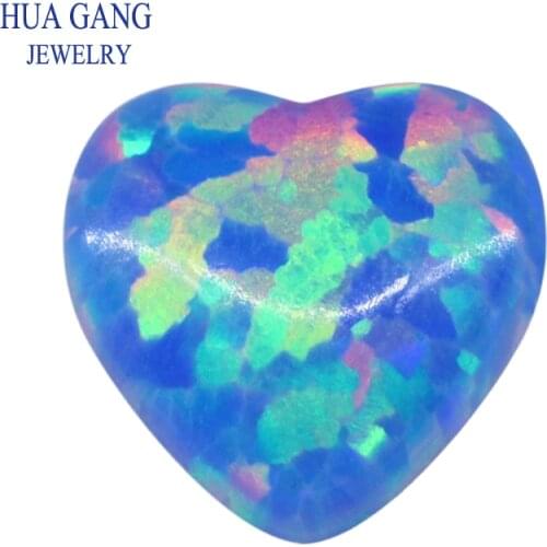 OP74 Heart Shape Opal Loose Stones Round Shape Base Cabochon Created Opal Beads Semi-Precious Stones For Jewelry Making 3mm-15mm