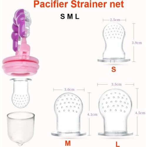 Pacifier Nippler 3 different size stainer net s m l soft silicone infant nipple Baby Fresh Fruit Vegetable Food Safety BPA Free