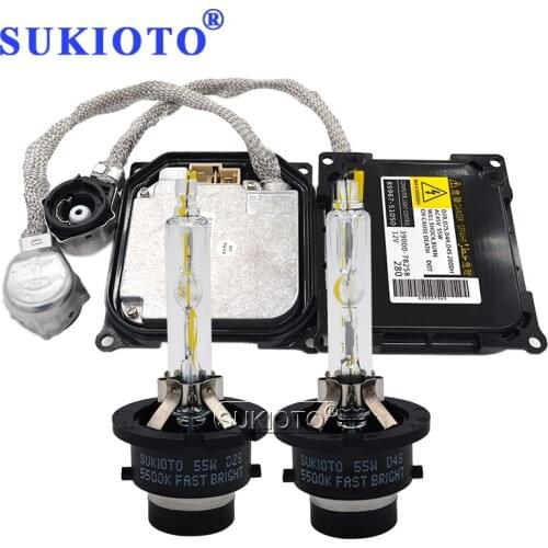 SUKIOTO 55W D2S Xenon HID Ballast Kit Super Bright 5500K D2S D2R D4S D4R Xenon Lamp Bulb OEM 85967-51050 Car Headlight Ballast