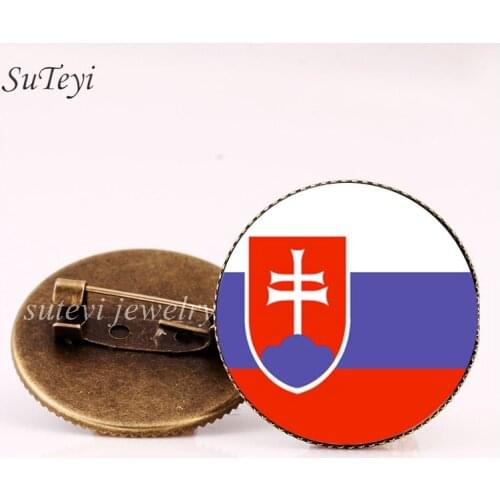 SUTEYI San Marino/Slovakia Flag Badge Brooch Slovenia/Scotland/Ukraine Badges Glass Dome Pins Brooches DIY Accessory Women Gift
