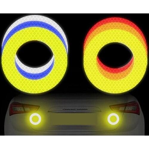 2 Pcs Reflective Car Sticker Round Warning Safety Sign Motorcycle Auto Decorative Reflector Strip Exterior Accessories Stickers