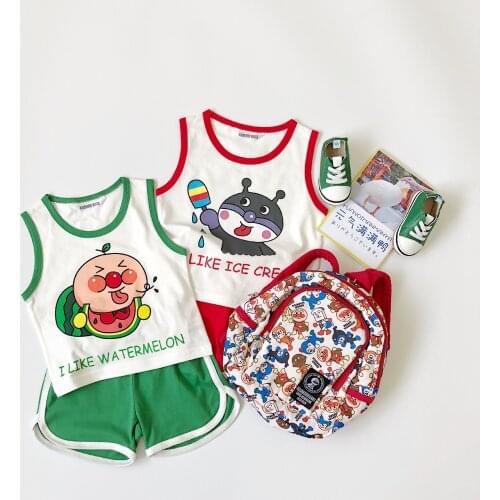 Tonytaobaby Summer New Boys and Girls Childrens Cartoon Cotton Suit Sportswear Unisex