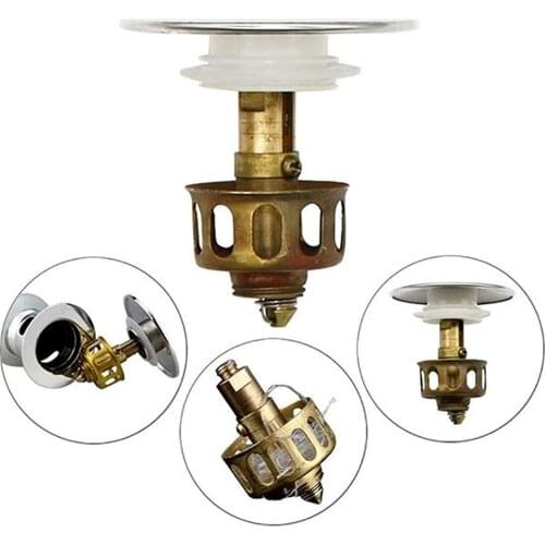 Wash Basin Bounce Drain Filter Universal Stainless Steel Push-type Bounce Core Leaking Plug Accessories Kitchen Floor Drain Tool