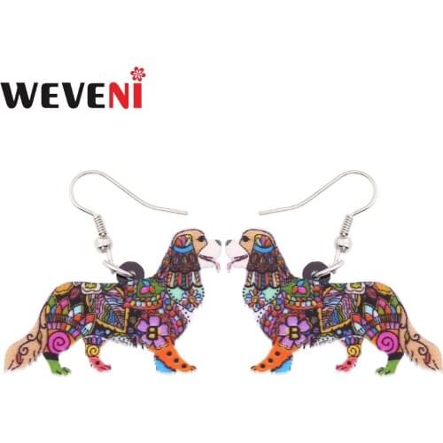 WEVENI Plastic Unique Drop Dangle Cavalier King Charles Spaniel Dog Earrings For Women New Fashion Animal Jewelry Accessories