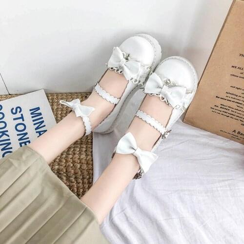 Bowknot Sweet Loli Girls Female Kawaii Tea Party Japanese Cos Cute Anime Lolita Shoes Women Harajuku Jk Uniform Feminine Flats